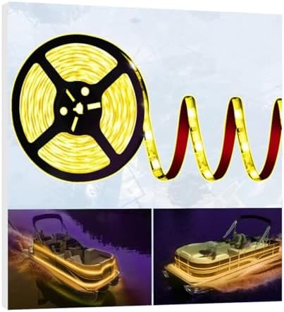 HOKIION Pontoon Led Boat Lights, 12V 20FT Marine Led Strip Lights, Waterproof Boat Interior Light, Boat Deck Light, Night Fishing Lighting with and Extension Cable for Boats (Amber) image 5