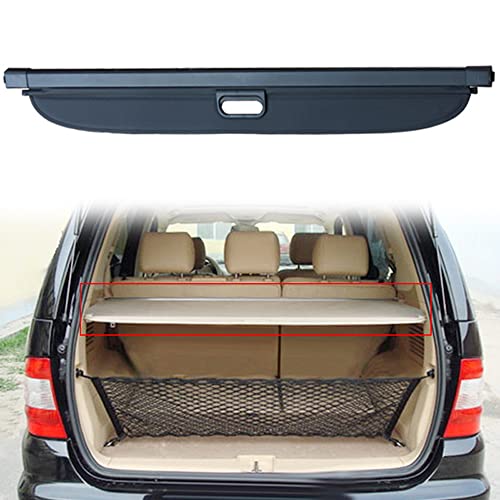 TXBZQKJ Tablette de Coffre Arrière pour Mercedes Benz ML350 W163 W164 W166, SUV Rétractable Cache-Bagages Pare-Soleil Colis de Coffre Store Enrouleur, Cuir PU Noir Texture Cuir Alliage d'aluminium