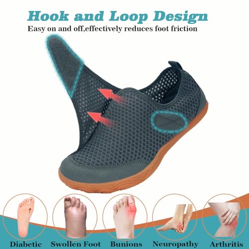 Image of Men's Women's Wide Diabetic Shoes Barefoot Diabetic Slippers Arthritis Edema Swollen Feet Adjustable Orthopedic Walking Shoes Closed Toe Lightweight Breathable with Arch Support for Indoor Outdoor