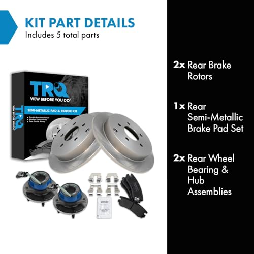 Image of TRQ Rear Brake Pad and Rotor Set Semi Metallic Compatible with 2002-2006 Buick Rendezvous 2002-2004 Chevrolet Venture Oldsmobile Silhouette 2001-2005 Pontiac Aztek 2002-2005 Montana