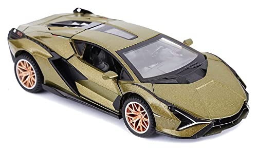 Image of DEUSON ECOM Alloy Metal Pull Back Lamborgini Diecast Car 1:32 Miletry Metal Die Cast Pullback Toy Car With Openable Doors & Light, Music Boys Gifts Toys For Kids,Multicolor