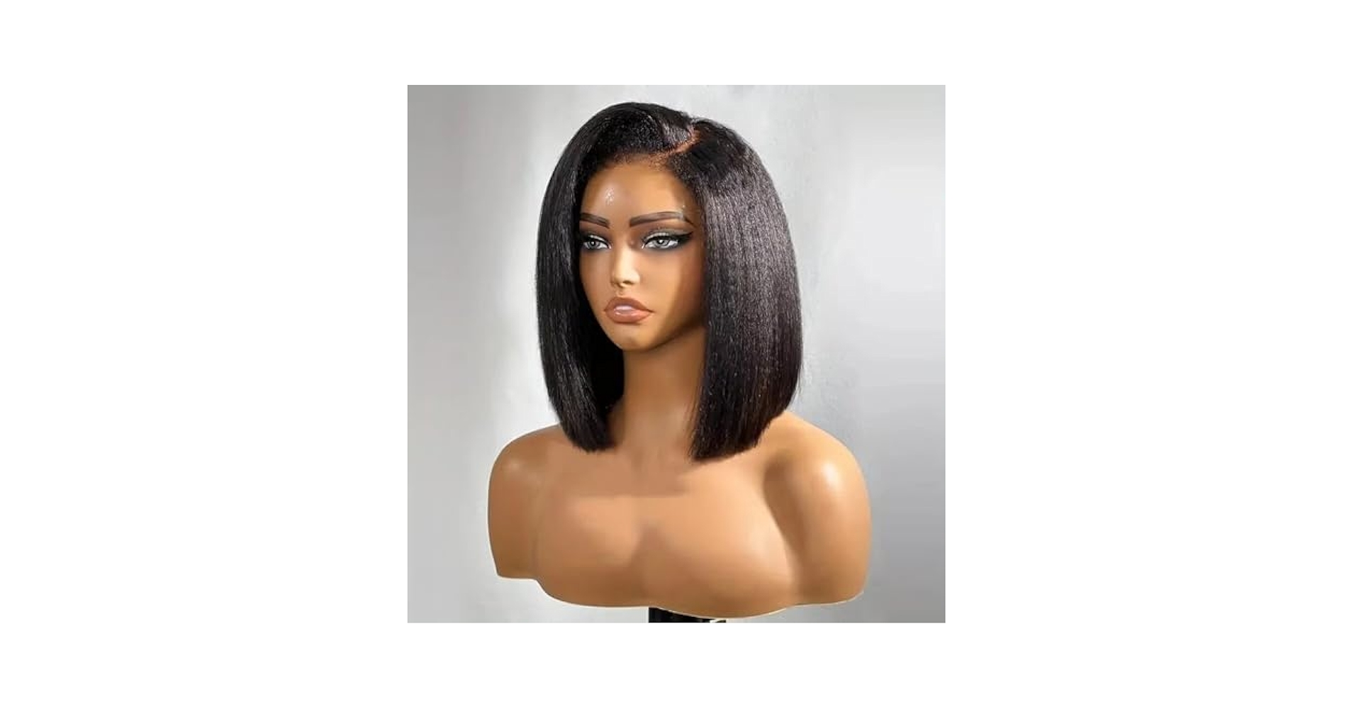 Amazon.com : Yaki Straight Human Hair Short Bob Wigs Side