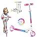 Soldow Kinderroller Scooter, Klappbarer CityRoller, höhenverstellbar, PU Rad stehende Scooter Roller mit LED-Lichtern,Tretroller, Roller für Stunts (Rosa)