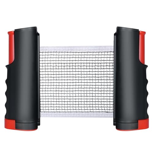 flintronic Ausziehbares Tragbares Tischtennisnetz für Jeden Tisch, Tragbar Ping Pong Ersatznetz, Tischtennisnetz Outdoor & Indoor, Maximale Länge 170 cm (Rot)