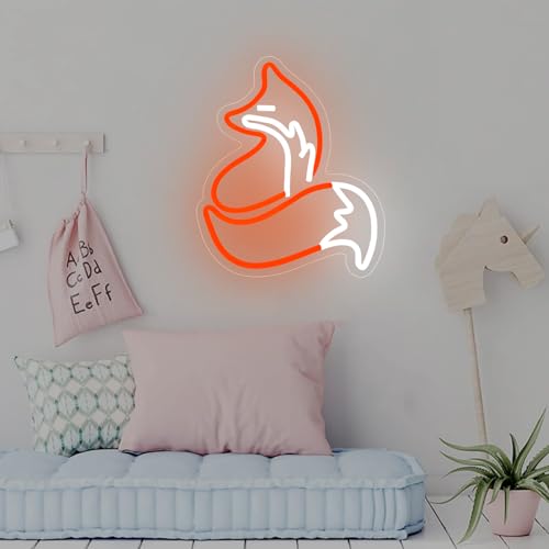 Image of Fox Neon Sign for Wall Decor Fox Neon Light Dimmable Fox Led Light USB Powered For Man Cave Bedroom Kid's Room Wall decor