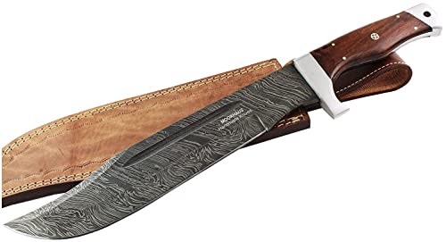 Moorhaus Damascus Steel Knife with Leather Sheath (Walnut)