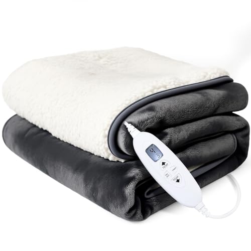 kinmaizi Electric Heated Blanket 2025 Upgraded - Soft Flannel Electric Throw, With 4 Heat Levels & 1-4H Hours Auto Off Overheat Protection, Machine Washable (120 x 160CM) Dark Grey
