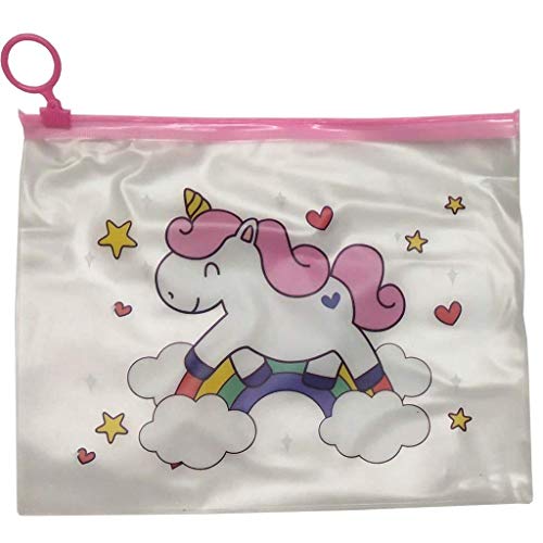 Image of Crackles Cute Unicorn Transparent Multi Reusable Pouches Pencil Pouch /Case for Kids | Assorted Design -Multi Color, Pack of 6 for Birthday Return Gifts