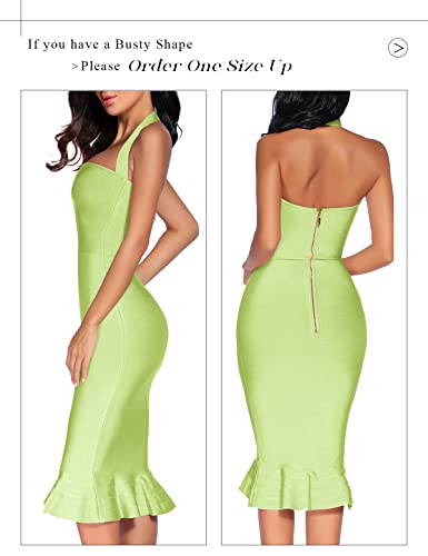 Image of houstil Women's V Neck Halter Fishtail Bandage Bodycon Dress Party