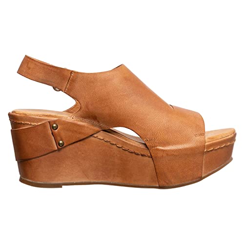 Antelope Women's Kai 37 Tan Leather Wedge Platform Sandals #TOP2