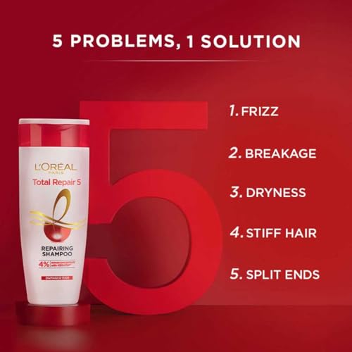 Image of L'Oreal Paris Total Repair 5 Repairing Shampoo with Keratin XS, (180ml) + L'Oreal Paris Total Repair 5 Hair Serum (40ml)