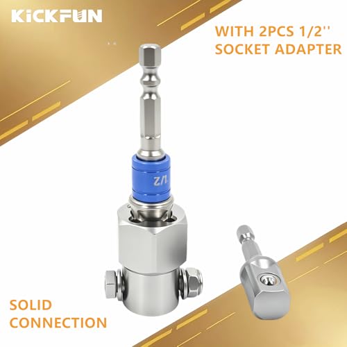 Image of Top Wind Trailer Jack Drill Adapter for 1 /2 Inch Jack Drive Shafts, Stainless Steel Trailer Jack Adapter with 2 Pcs 1 /2 Inch Socket Adapter Bit, for RV Camper Travel Trailer (Silver)