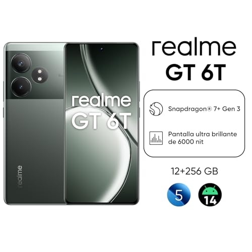 realme GT 6T 5G Móvil, Smartphone 12GB+256GB, Snapdragon® 7+ Gen 3, 50MP Cámara Principal, Batería de 5500 mAh, Teléfono Móvil, 6,78 Pulgadas AMOLED Display, sin Adaptador, Verde Afeitadora - Imagen 3