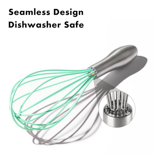 Image of OYV 10-Inch Teal Silicone Whisk, Heat Resistant 480F Kitchen Whisk with Stainless Steel Ergonomic Handle, Non-Scratch for Nonstick Cookware, Dishwasher Safe, Perfect for Blending, Cooking & Beating