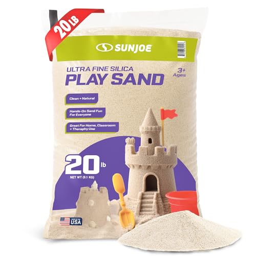 Sun Joe Silica Play Sand for Sandbox, Sensory Table & Garden Spaces, Ultra Fine, 20 Lb Bag - Indoor...