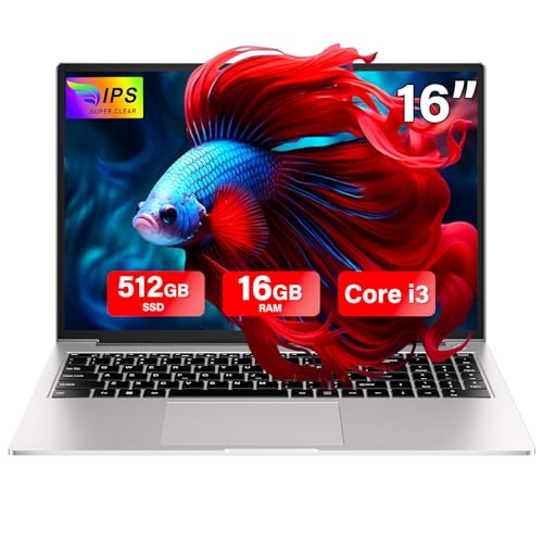 Ordinateur Portable 16 Pouces Core i3-1000NG4 (jusqu'à 3,2 GHz),16+512Go SSD Soutien Extension 1TB,PC Portable Win11 avec Double WiFi 1920x1200 BT4.2 Souris sans Fil&AZERTY Clavier Couverture-Argent