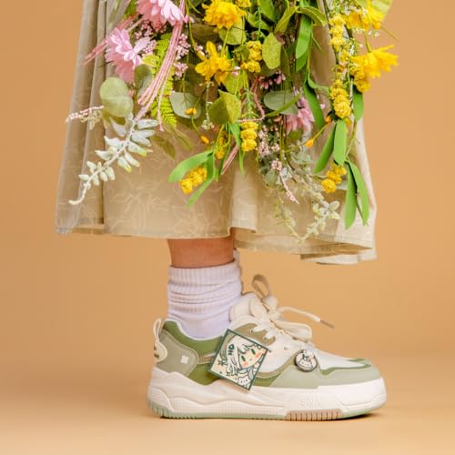 Bobo's House Women's Adventurous Girly Green Chunky Sneakers Pastel Green Kawaii Vegan Shoes2