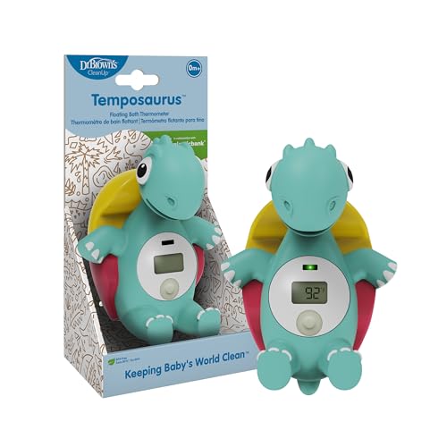 Image of Dr. Brown's CleanUp Temposaurus Floating Bath Thermometer for Accurately Measuring Baby's Bath Water Temperature, BPA Free