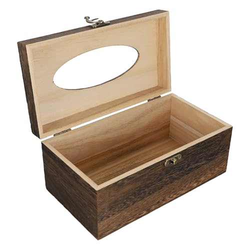 DOITOOL Boîte à Mouchoirs en Bois Naturel Grosse Taille 22X12X10 CM Porte-Serviettes de Table Compact pour Maison Bureau et Voiture Rangement Solide et Élégant