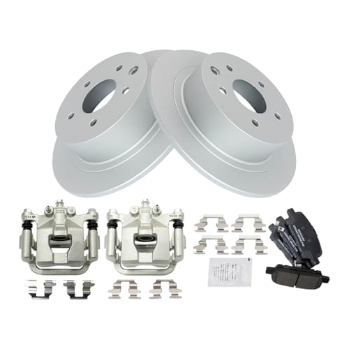 Image of TRQ Rear Brake Pad & Rotor Kit Ceramic Premium G-Coated Compatible with 2010-2012 Nissan Altima 2007-2008 Maxima