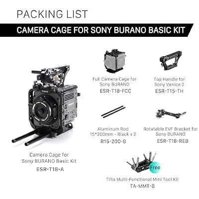 Tilta Camera Cage Compatible with Sony BURANO | Arri Rosettes, 1/4-20 and 3/8-16 Threads | w/Top Handle, Left/Right Side Arm, Battery Plate (Full Camera Cage Plus)