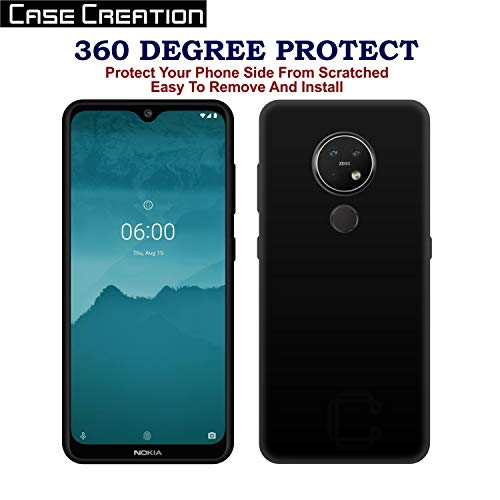 Image of Case Creation Compatible with Nokia 7.2 2019 Back case, Nokia 7.2 Slim Flexible Smart Look case with 360 Camera All Angle Protection (Pure Black)