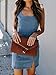Womens Denim Dress Sexy Sleeveless Split Bodycon Mini Tube Jeans Short Dresses, Blue, Medium
