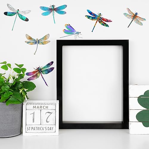 PLIGREAT 7 Pcs Large Watercolor Dragonfly Wall Stickers - Image 3