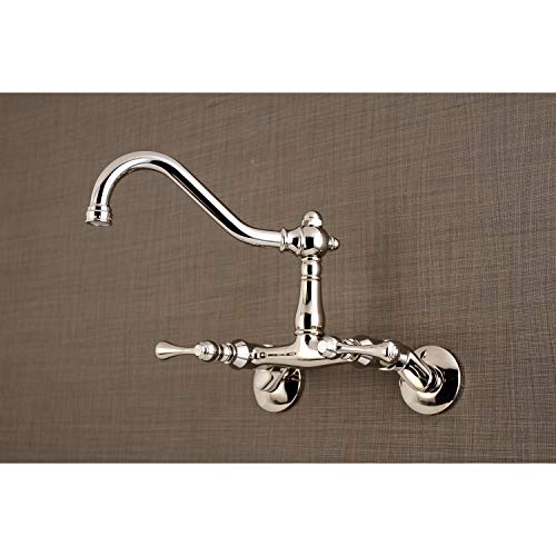 Kingston Brass KS3226BL Vintage 6" Adjustable Center Wall Mount Kitchen Faucet, Polished Nickel by Kingston Brass - Image 4