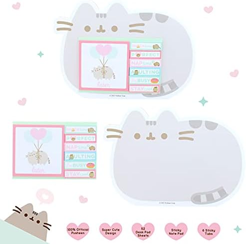 Pusheen Desk Pad Plus Sticky Notes | 23cm x 16cm | Desk Organiser | Stationary Supplies | Desk Accessories | Gifts for Girls and Boys