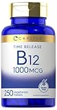Carlyle B12 Vitamin 1000 mcg | 250 Count | Time Release Tablets | as Cyanocobalamin | Vegetarian, Non-GMO & Gluten Free Supplement