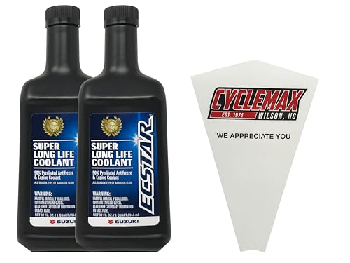 CYCLEMAX Two Pack Compatible with Suzuki Ecstar Super Long Life Coolant 990A0-02E00-01Q Contains Two Quarts and a Funnel