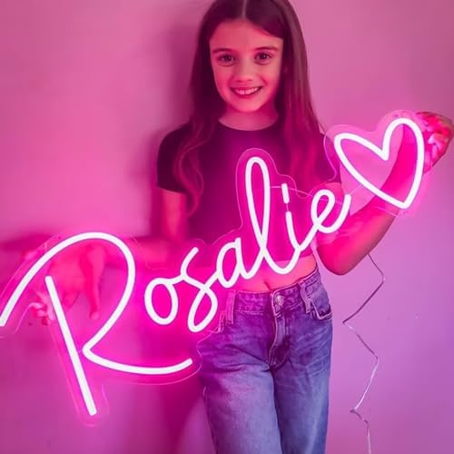 JEMESI Neon Schild Personalisiert Led Leuchtschilder für Wanddekoration, Schlafzimmer, Hochzeit, Bar, Café, Party, Birthday Geschenk Namensschild