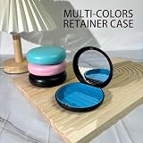Maoerdental 2 Pack Aligner Case with Mirror,Convenient Retainer Case for Invisalign Aligners, Night Guards, and Mouth Guards (1PC Black Cyan+1PC Black Purple)