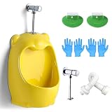 Orinatoio Con Ingresso in Ceramica in Ceramica Moderna,Vaso Wc Orinatoio Sospeso Mini Con Valvola Di Scarico,Urinale a Muro Anti-Sgocciolamento for Bambini,Ragazzi,Bagno,Cortile,Uomini,Bagno(Yellow,Su