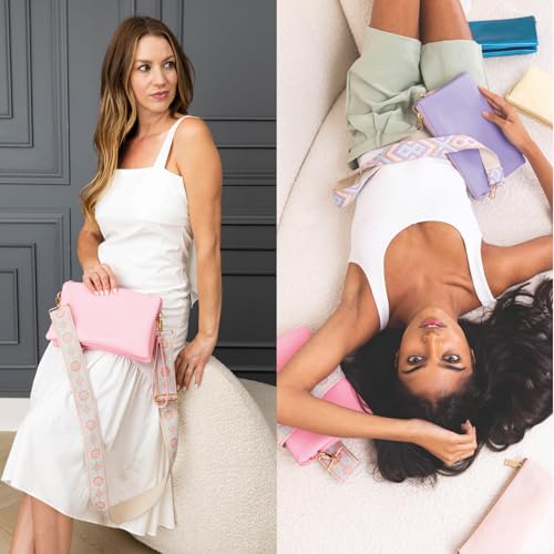 JEN & CO. Izzy Vegan Leather Crossbody Bags Clutch Purses Wristlet Wallet Shoulder Handbag with Guitar Strap for Women2