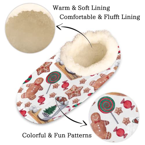 Bardic Christmas Gingerbread Man House Slippers for Women and Men, Cute Gingerbread Man Non Slip Cozy Slippers Funny Fuzzy Slipper Socks for Indoor Outdoor_XXL2