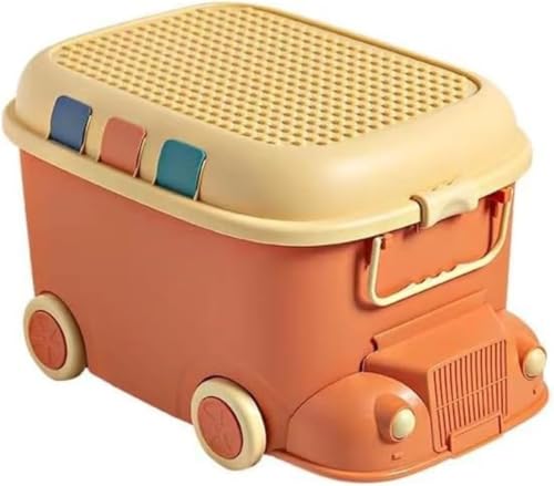 ChoyClit おもちゃ箱 収納箱 収納ボックス おしゃれ かわいい 3サイズ 大容量 キャスター付き フタ付き 多機能 小物収納 衣類 雑貨収納 防塵 防カビ 省スペース 収納かご 子供 お片付け 出産祝い プレゼント (オレンジ色,L)