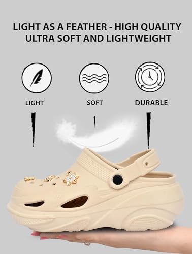 Image of HEALTH FIT SUPER SOFT Comfortable Adjustable Back Strap Clogs & Cute Charms |Waterproof Anti Skid & Lightweight Cushioned Stylish Clogs Mules for Women's & Girl's HFSILK11
