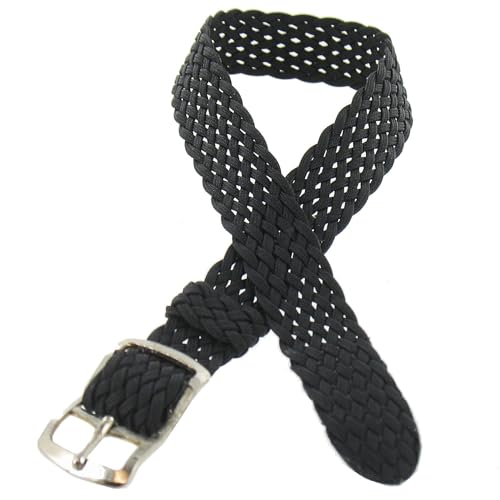 OnWatch Bracelet de Montre 10mm Noir Perlon en Nylon Tressé Fabrication Artisanale