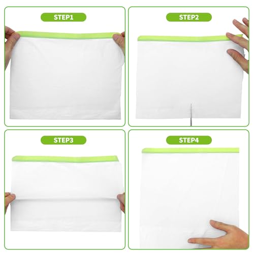 Image of Pre-Taped Masking Film Plastic Cover PE Film Natural Fiber Material 1 Pc 1500x180cm / 49.21ftx70.87 inch White Green