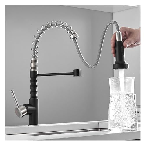 Grifo de cocina con pulverizador de acero inoxidable cepillado con monomando moderno