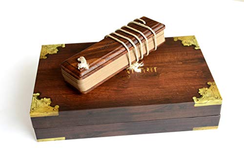 Image of Hanuman Chalisa (Hindi) Printed in Ancient Palm Leaf Manuscript Format, Best for Meditation and Chanting, Traditional Gift (Goswami Tulasidas)