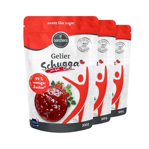 BORCHERS Gelierhilfe, Alternative zu Gelierzucker 3x 300g, auf Grundlage von Xylit, Gelier Schugga, 1:1 wie Zucker, kalorienreduziert, Zuckerersatz, Süßungsmittel, Zuckeralternative