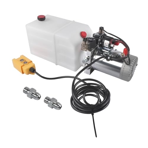 Image of 6 Quart Hydraulic Power Unit 1.6KW Power, 12V DC Double Acting Hydraulic Pump for Dump Trailer Car Lifting, Hydraulic Pump Power Unit, 6L Plastic Tank, 3200 PSI Max Pressure Weonefit