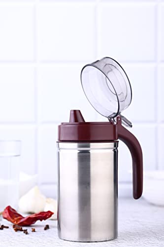 GANESH Multipurpose Stainless Steel Handy Oil Pourer, Food Grade Plastic Olive Oil, Vinegar Dispenser, Dust and Leak Proof Jar, Multicolour (1000 ML) (Image - 5)