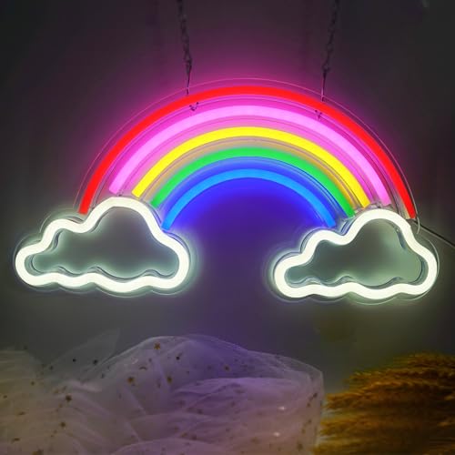 Neon Sign Light Neon Rainbow Light for Kids USB Powered Rainbows LED Signs for Bedroom Neon Sign for Wall Decor Colorful Rainbow Cloud LED Sign Party Nightlight Gift