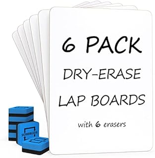Scribbledo 6 Pack Small Dry Erase White Board  9 x 12 Inch Lapboard l Durable Portable White Boards for Kids Students, Classroom, Home and Office Work ( Set of 6 Whiteboard Erasers Included)