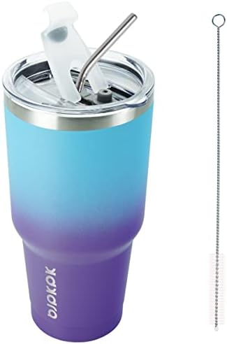 BJPKPK 30oz Color Block Tumbler With Lid And Straw,Stainless Steel Double Wall Vacuum Insulated Tumblers,Ocean Dream