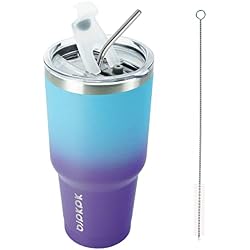 1 of BJPKPK 30oz Color Block Tumbler With Lid And Straw,Stainless Steel Double Wall Vacuum Insulated Tumblers,Ocean Dream